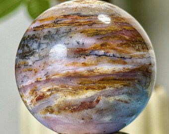 Sphère d'opale rose du Pérou, 42 mm, cristal d'affichage de haute qualité Sphère de cristal d'opale des Andes