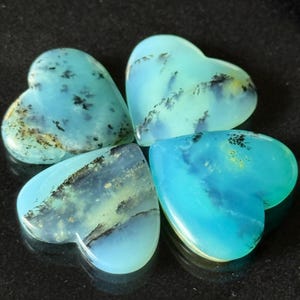 Blue Opal Gemstone Heart,Peruvian Blue Opal Peru handmade cabochon High quality Andean blue opal Dendrites opal from Peru