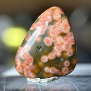 Ocean Jasper Pendant,Pink Ocean Jasper Druzy, Raw Ocean Jasper Tumble Stone, Soothing Crystal, Calming Crystal, Pocket Stone.