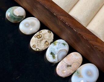 Natural Ocean Jasper Rough Stone | Raw Orbicular Jasper Chunk for Jewelry Making, Crystal Collection