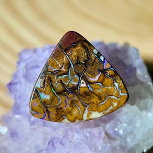 Opale boulder australienne, pierre précieuse en vrac polie (20,2 mm * 22,2 mm 10,5 ct) opale multi-flash pour la fabrication de bijoux