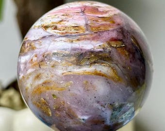 Sphère d'opale rose du Pérou, 42 mm, cristal d'affichage de haute qualité Sphère de cristal d'opale des Andes