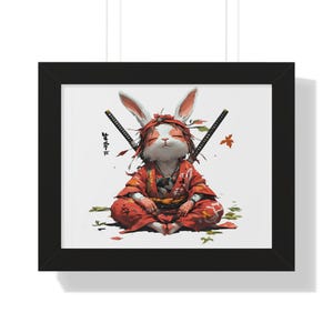Samurai Bunny Art Print | Japanese Zen Rabbit Decor | Warrior Ninja Bunny Digital Download | Katana Animal Wall Art