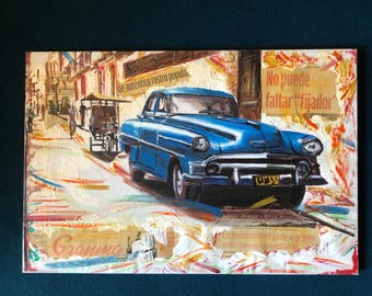 Carlos Toranzo Mixed Media Oil Paint Collage Cuba Havana Street