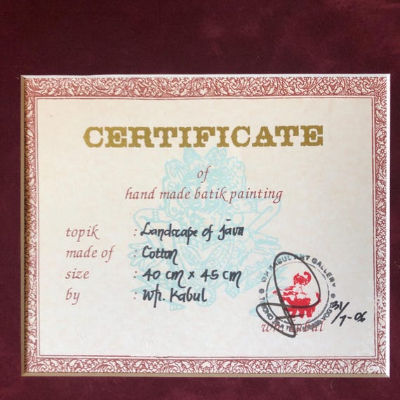 Yogyakarta Batik Painting by Maestro Wiji Hartono Kabul Custom