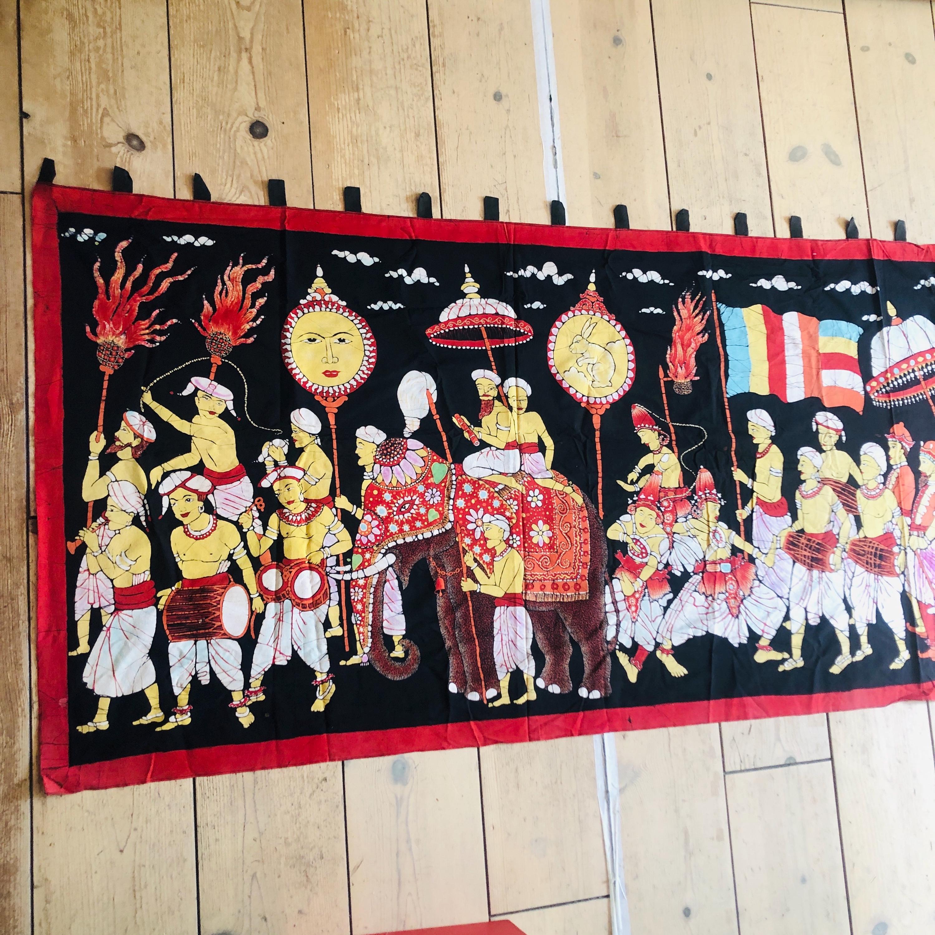 Sri Lanka Vintage Exceptionally Large 310 Cm 10 Feet Batik Wall