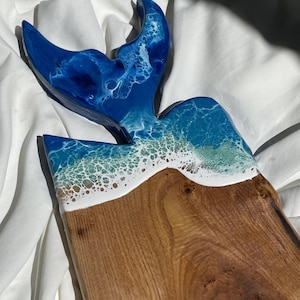 Custom Whale Tail Cutting Board, Ocean Resin Charcuterie Board, Wedding Cheese Board With Name Engraved, Ocean Wave Chopping Board Home Gift