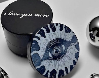 Dark Eyes Herb Grinder Whimsigoth Large 5-Piece Spice Mill, cool Grinder, Gothic Eye Design, Aluminum Grinder for Herbs & Spices, Giftforhim