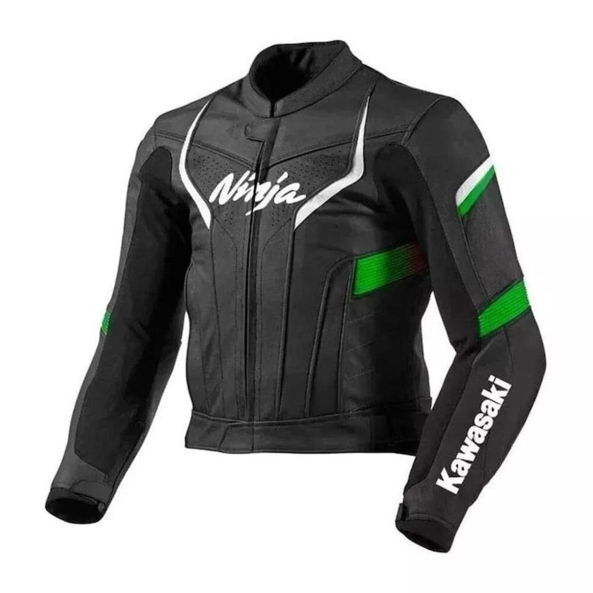 カワサキレーシングレザーバイクジャケット：CEアーマー付き牛革