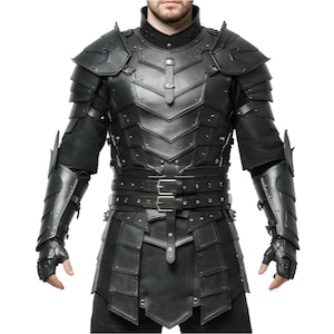 Handcrafted Black Leather Armor Set: Gothic Medieval Cosplay Costume