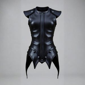 Handcrafted Black Leather Armor Corset for Women | Genuine Cowhide Leather Costume | Fantasy Warrior Outfit