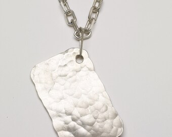 Hand hammered sterling silver dog tag