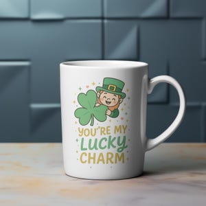 Lucky Charm Ceramic Mug, Perfect for St. Patrick&#39;s Day, Gift for Friends, Coffee Lover\&#39;s Mug, Fun Green Cup, 11oz & 15oz