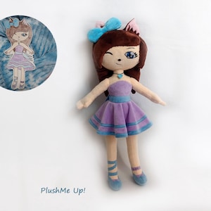 Custom plush commission from the drawing