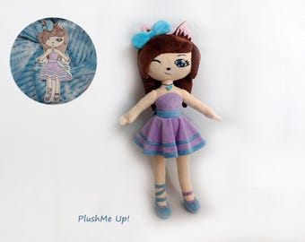 Custom plush commission from the drawing