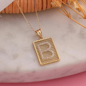 Collar con letras, elegante colgante con letras personalizado, collar con letras de oro de ley 925, collar personalizado, regalo de San Valentín, cumpleaños