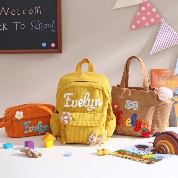 3-Piece Personalized Initial Backpack Set with Lunch Bag and Pencil Case, Personalized Kids 3-piece Set: Backpack, Lunch Bag, Pencil  main image 3