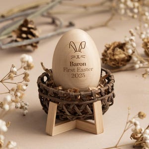 Personalisierte musikalische hölzerne Osterei-Schüttler, benutzerdefinierte Eierbecher, gravierte Ei-Shaker-Kinder, Ostergeschenke, Baby erste Ostern