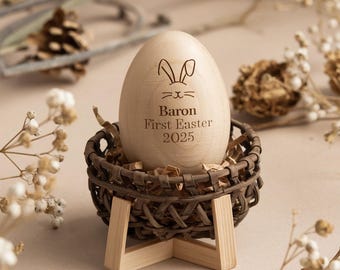 Personalized Musical Wooden Easter Egg Shakers, Custom Egg Cups, Engraved Egg Shaker Kids, Easter Gifts, Baby First Easter