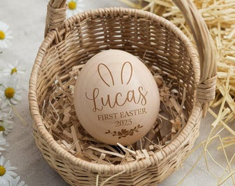 Custom Engraved Wooden Easter Egg , Personalized Baby Sensory Toy , Easter Basket Filler, Custom Egg Cups , My First Easter Gift