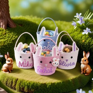 Personalisierter Osterkorb mit Namen - individuelles Hasengeschenk für Kinder, Babys erstes Ostern, Spielzeugaufbewahrungskorb 2025
