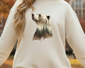 Sweat ours, cadeau pull ours, sweat faune, sweat forêt, sweat nature camping en plein air, cadeau animal pour amoureux des ours