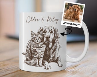 Custom Pet Portrait Mug, Personalized Pet Photo Mug, Pet Memorial Gift, Custom Dog Mug, Custom Cat Mug, Custom Christmas Gift for Dog Lovers