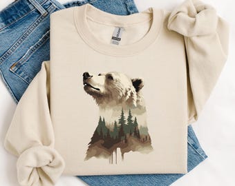 Sweat-shirt grizzli, cadeau pull ours, sweat-shirt faune sauvage, sweat-shirt forêt, sweat-shirt de camping en plein air nature, cadeau pour amoureux des ours