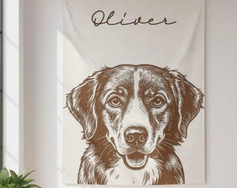Custom Pet Photo Blanket, Personalized Pet Portrait Blanket, Custom Dog Blanket, Pet Portrait, Custom Cat Blanket Gift, Pet Memory Gift