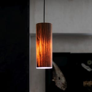 Walnut Pendant Light: Scandinavian Wood Hanging Lamp