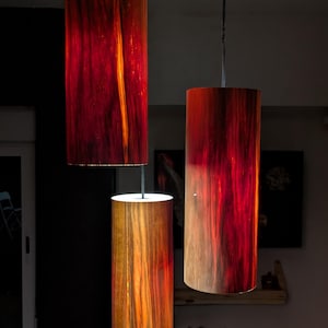 Handmade Etimoe Wood Pendant Light: Scandinavian Modern Red Light Chandelier