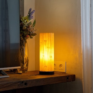 Handmade Bamboo Table Lamp: Scandinavian Wood Bedside Light