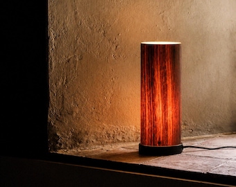 Pack 2 Walnut Table Lamp | American Wood Cylinder Nightstand Desk Light