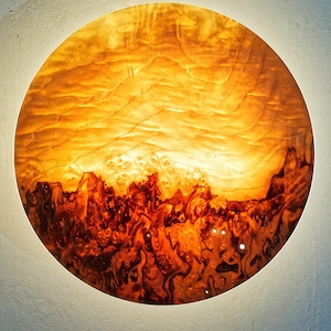 Mediterranean wood Wall and Ceiling Lamp, Handmade Round Sconce, Olive Wood Light, Rustic mediterranean Lighting for Modern Interiors