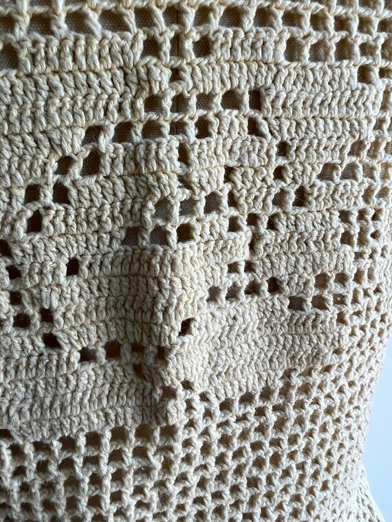 1970s cream handmade crochet top // 70s boho hipp… - image 7