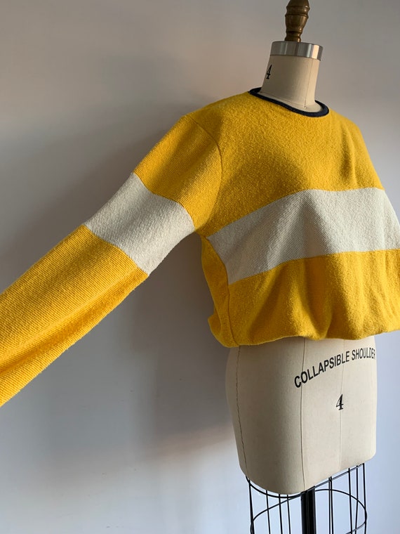 vintage mens colorblock yellow and navy sweatshirt - image 3