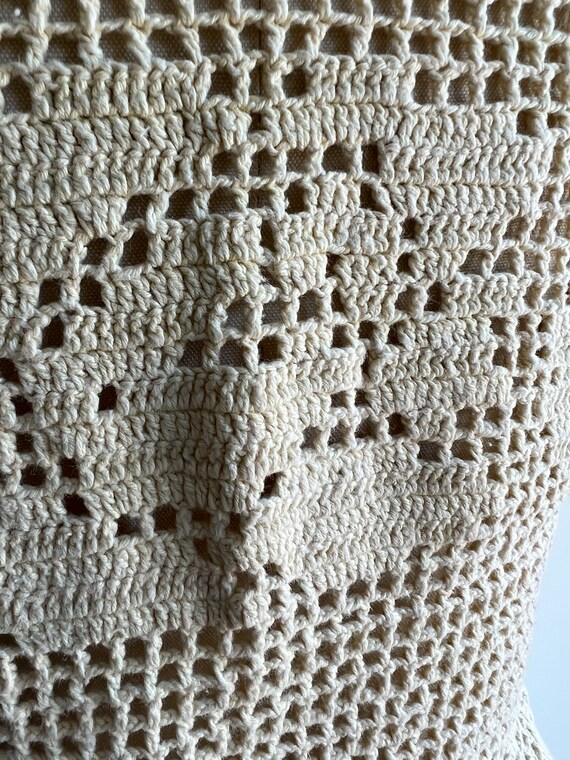 1970s cream handmade crochet top // 70s boho hipp… - image 5
