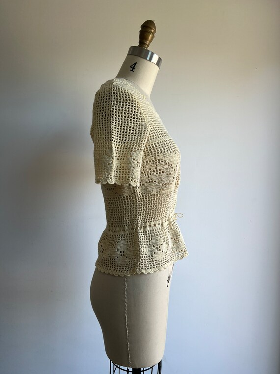 1970s cream handmade crochet top // 70s boho hipp… - image 3