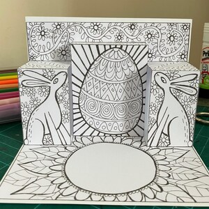 Druckvorlage Pop-Up Karte zum ausdrucken – DIY Malvorlage für Kinder und Erwachsene – einfaches Papierprojekt mit Anleitung und Umschlag