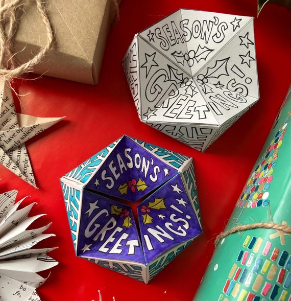 Printable Christmas Kaleidocycle Template – DIY Holiday Colouring (PDF)