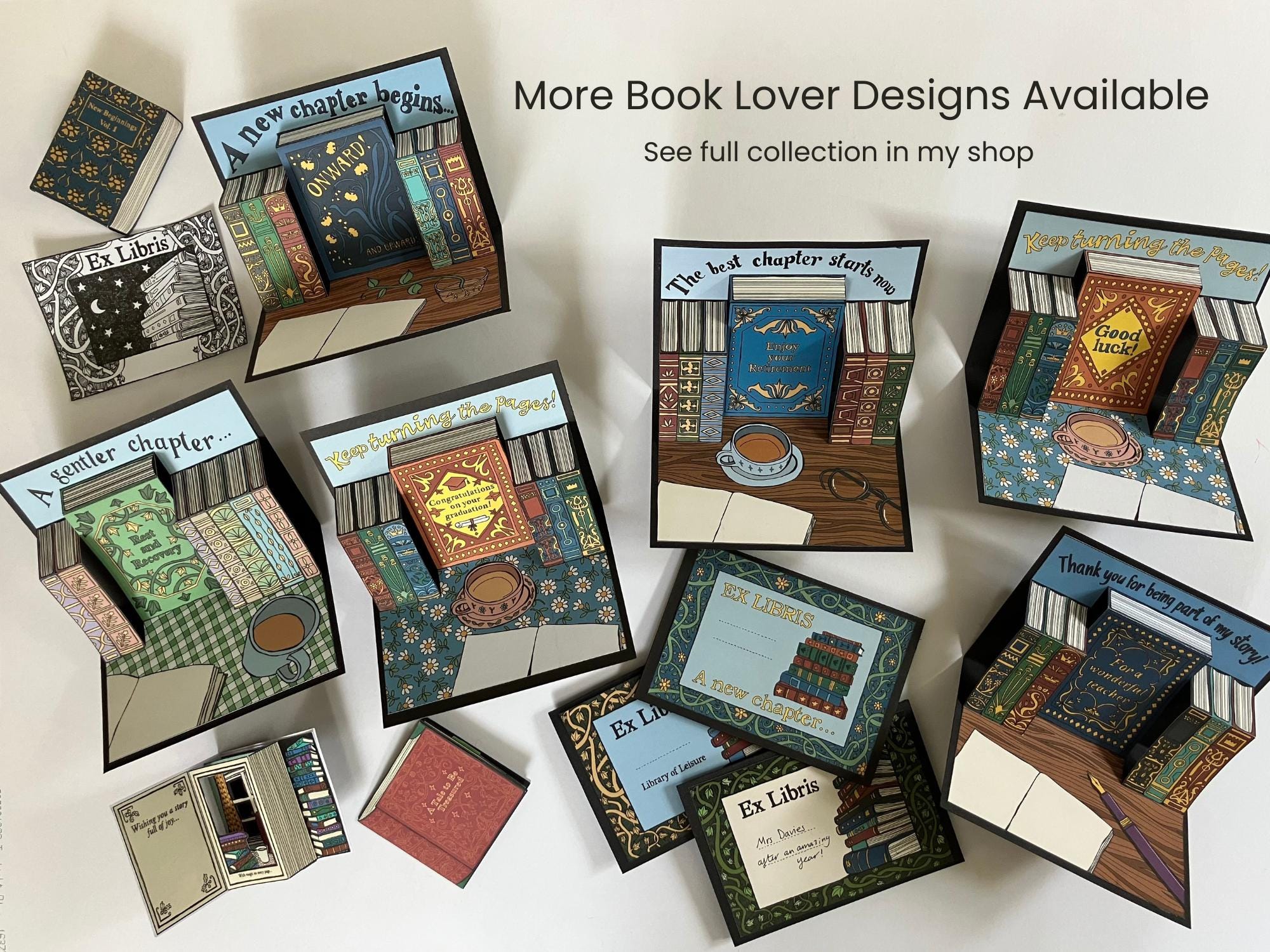 New Beginnings Card Printable, New Chapter Card, Pop up 3D Book Lover ...