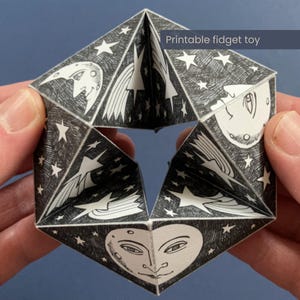 Witchy Celestial Kaleidocycle – Printable DIY Magical Paper Toy