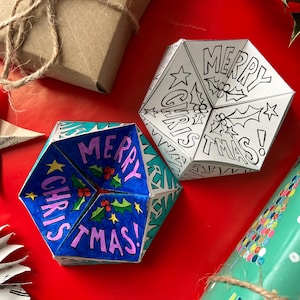 Modello stampabile per il caleidoscopio natalizio – Flexagon fai da te da colorare (PDF)