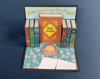 Book Lovers Birthday Pop-Up Card: DIY Template (Printable PDF Card & Envelope)