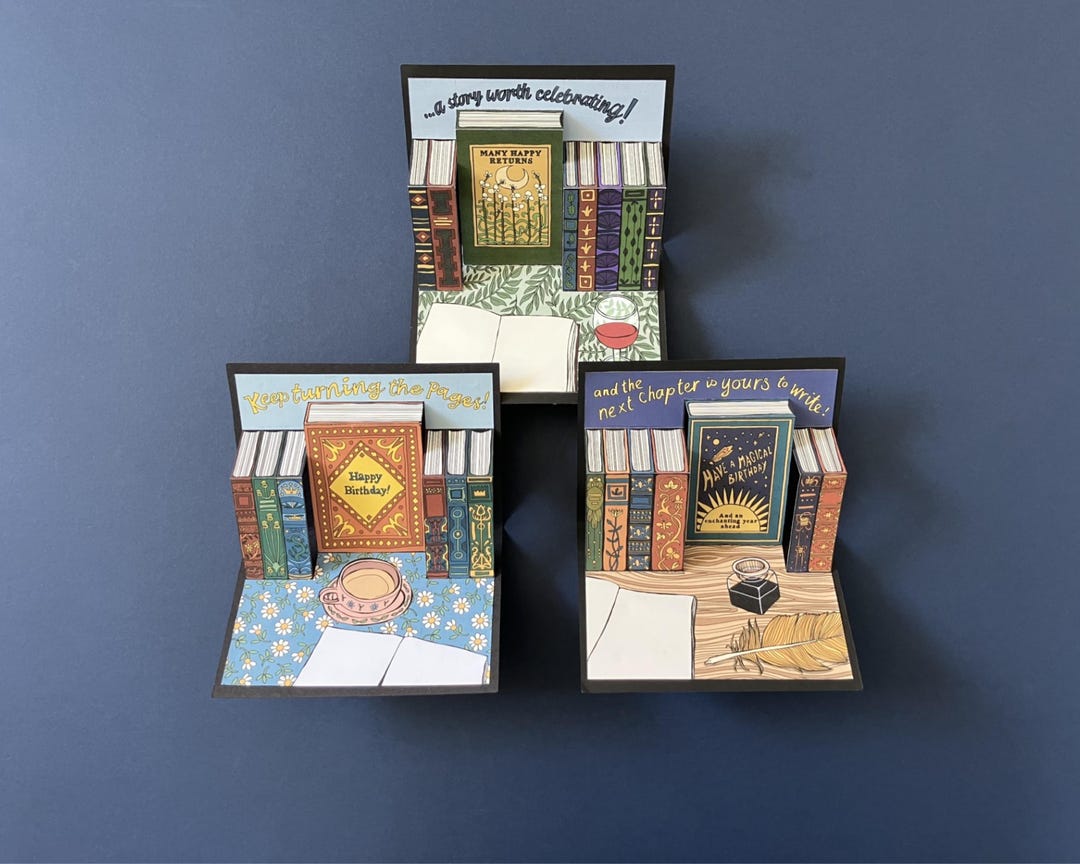 Book Lovers Pop-up Card Bundle | Cosy, Book Club & Writer Cards ...