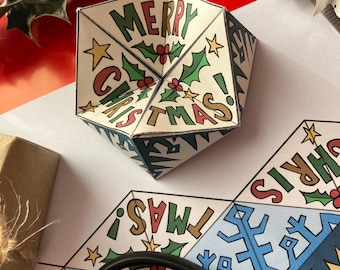 Ausdruckbares Kaleidocycle – Weihnachts-Fidget Spielzeug, DIY Papiermodell (PDF)