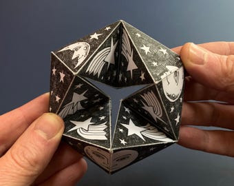 Moon, Sun & Stars - Printable Kaleidocycle Paper Toy