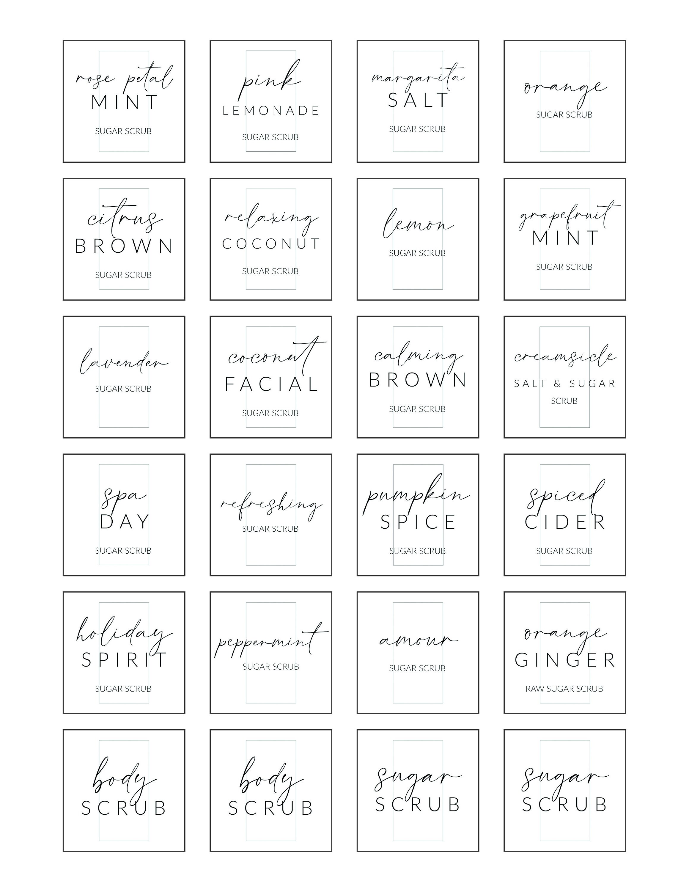 20 Body Scrub Recipes + Free Printable Body Scrub Labels - Etsy