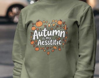 Suéter de otoño, suéter con estampado de otoño, sudadera de otoño, ropa acogedora de otoño, moda de otoño, regalo para ella, vibras positivas, suéter bonito