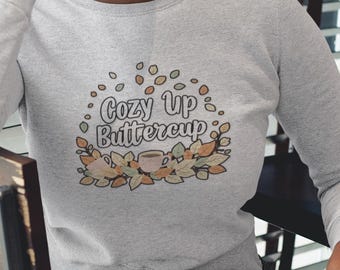 Suéter acogedor, suéter gráfico bonito, cuello redondo, ropa de otoño, regalos para ella, ropa casual bonita, moda de otoño, ropa de temporada, vibras positivas